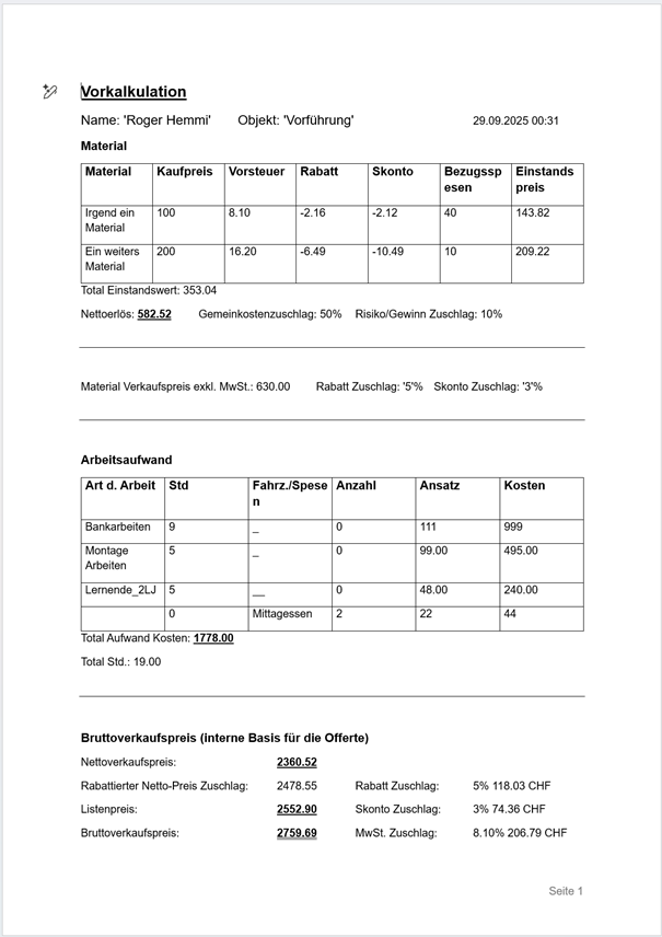 Formular Ansicht